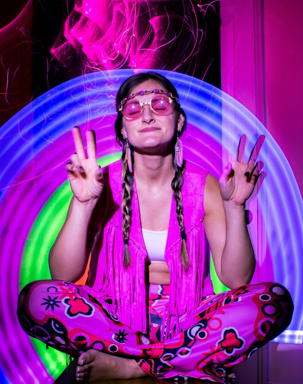 pink psychedelic peace vibes portrait